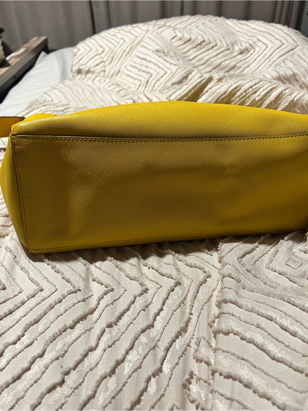 Coach Yellow Leather Tote with Signature Charm - Picture 3 of 4